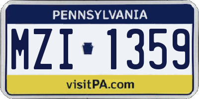 PA license plate MZI1359