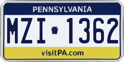 PA license plate MZI1362