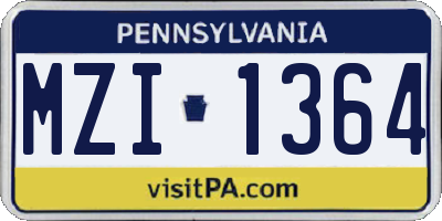 PA license plate MZI1364
