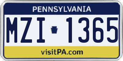 PA license plate MZI1365