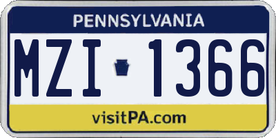PA license plate MZI1366