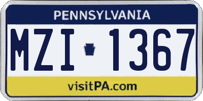 PA license plate MZI1367