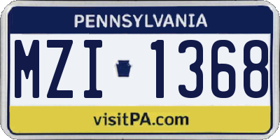 PA license plate MZI1368