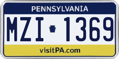 PA license plate MZI1369