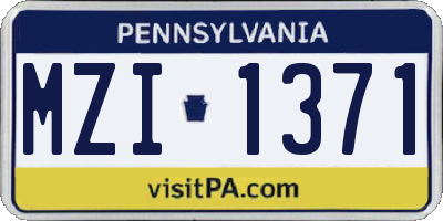 PA license plate MZI1371