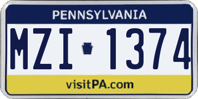 PA license plate MZI1374