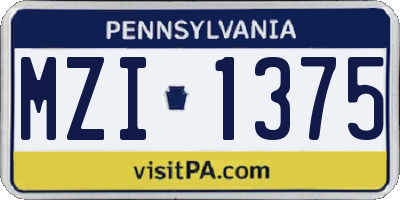 PA license plate MZI1375