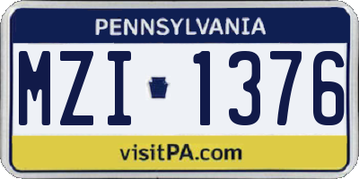 PA license plate MZI1376
