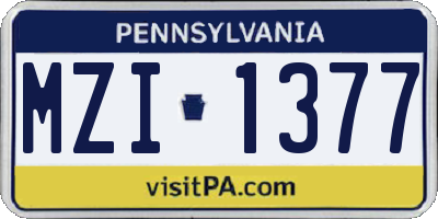 PA license plate MZI1377
