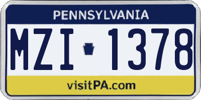 PA license plate MZI1378