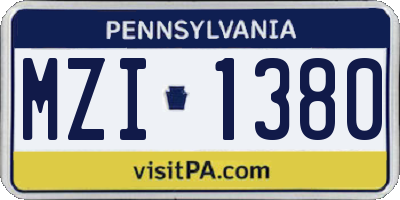 PA license plate MZI1380