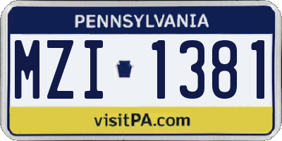 PA license plate MZI1381