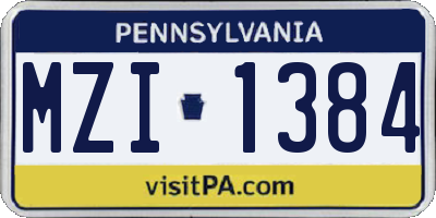 PA license plate MZI1384