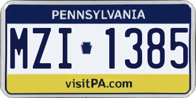 PA license plate MZI1385