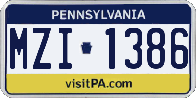 PA license plate MZI1386
