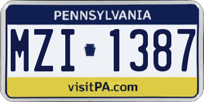 PA license plate MZI1387