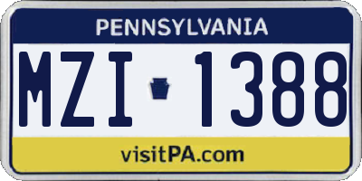 PA license plate MZI1388