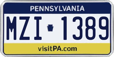 PA license plate MZI1389