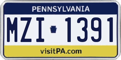 PA license plate MZI1391