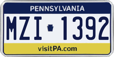 PA license plate MZI1392