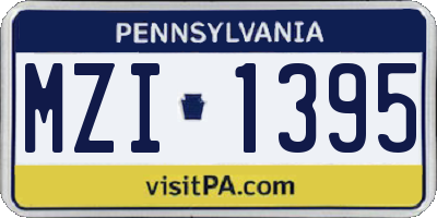 PA license plate MZI1395