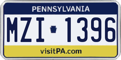 PA license plate MZI1396