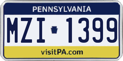 PA license plate MZI1399