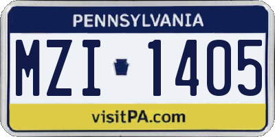 PA license plate MZI1405