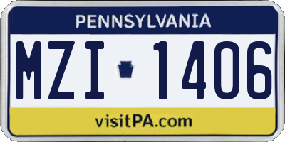 PA license plate MZI1406