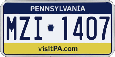 PA license plate MZI1407