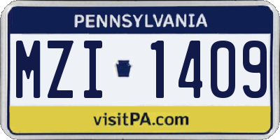 PA license plate MZI1409