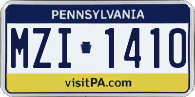 PA license plate MZI1410