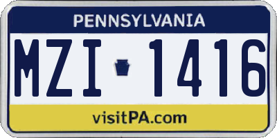 PA license plate MZI1416