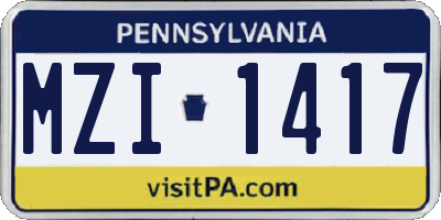 PA license plate MZI1417
