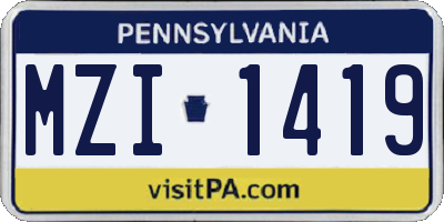 PA license plate MZI1419