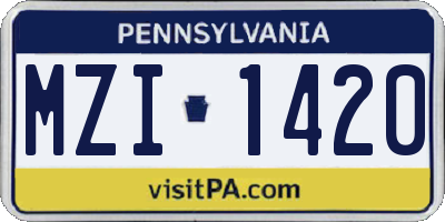 PA license plate MZI1420