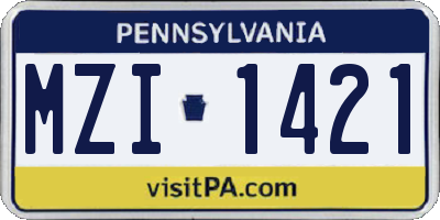 PA license plate MZI1421