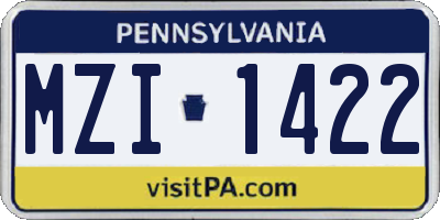 PA license plate MZI1422