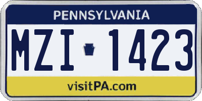 PA license plate MZI1423