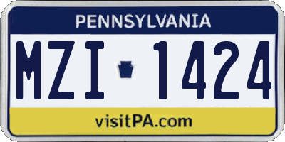 PA license plate MZI1424
