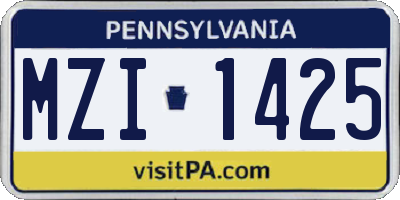 PA license plate MZI1425
