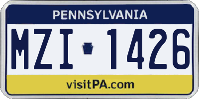 PA license plate MZI1426