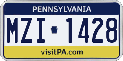 PA license plate MZI1428