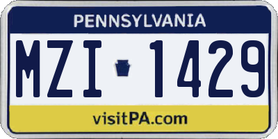 PA license plate MZI1429