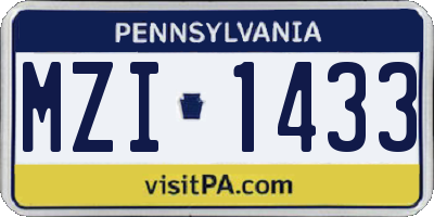 PA license plate MZI1433