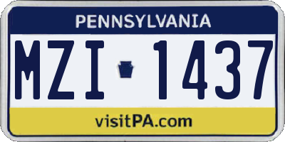 PA license plate MZI1437