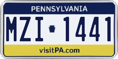 PA license plate MZI1441