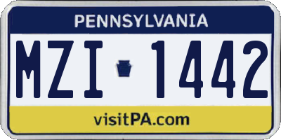 PA license plate MZI1442