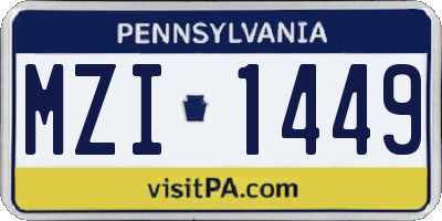 PA license plate MZI1449