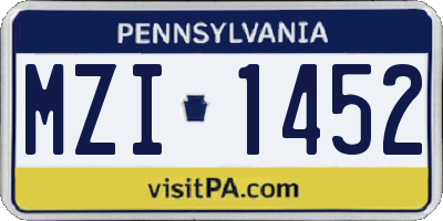 PA license plate MZI1452